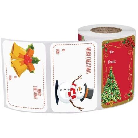 Lot de 250 étiquettes autocollantes pour cadeaux de Noël pour sacs cadeaux, cartes, enveloppes, décalcomanies d'anniversaire, de mariage, de vacances