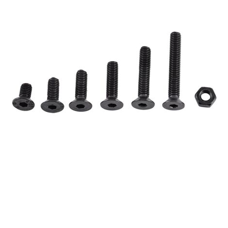 Lot de 250 vis à douille hexagonale en alliage d'acier M3 noir avec boulon hexagonal Kit d'assortiment de soutien-gorge de machine (C : tête plate)
