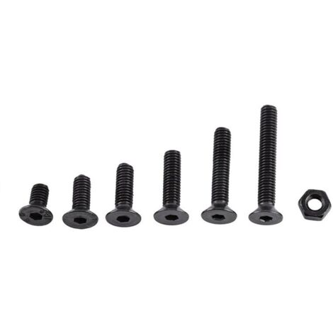 Lot de 250 vis à douille hexagonale en alliage d'acier M3 noir avec boulon hexagonal Kit d'assortiment de soutien-gorge de machine (C : tête plate)