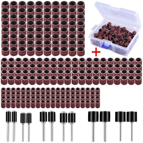 Lot de 252 manchons abrasifs avec boîte gratuite comprenant 240 bandes de ponçage et 12 rouleaux abrasifs pour outil rotatif Dremel