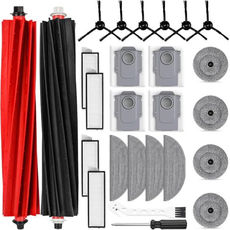 Lot de 26 Accessoires Roborock S8 MaxV Ultra, Brosses Principales, Sacs Poussière, Chiffons, Filtres HEPA