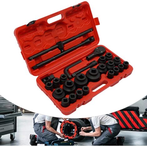 Lot de 26 douilles 3/4" et 1" 21-65 mm pour camion professionnel - Pour voiture, réparation automobile ou appareils mécaniques