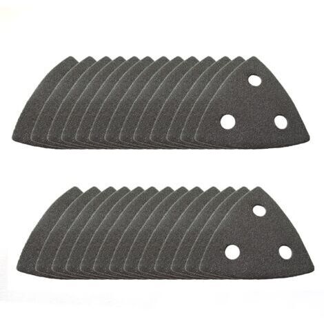 Lot de 26 feuilles abrasives triangulaires, 3 trous, 80 x 80 x 80 mm, papier abrasif triangulaire, grain 40/80/120, pour ponçage et polissage