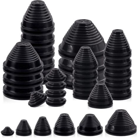 Lot de 26 Œillets en Caoutchouc, 6 Tailles 25-60mm, Protection Câble Noir, Pour Trou de Perçage Métal