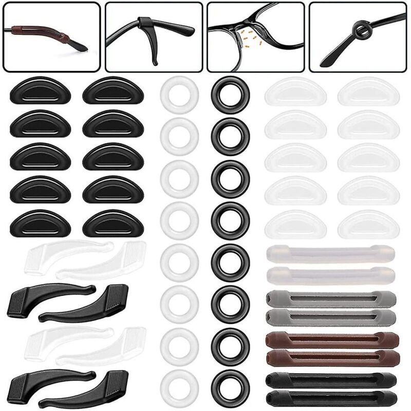 Lot de 26 paires de coussinets de nez antidérapants en silicone pour lunettes