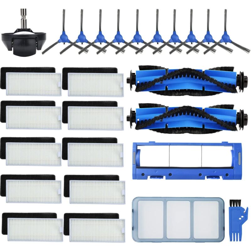 Lot de 26 pièces de rechange compatibles Eufy Robovac 11s 12 25C 15T 30C 35C 39C côté roue avant/balayage/filtre de brosse à tambour principal