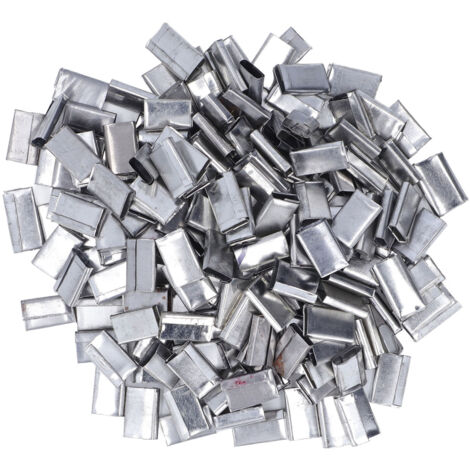 Lot de 260 joints d'emballage en tôle de fer, 1 kg de pinces de cerclage en tôle de fer, en polypropylène, boucles d'emballage pour ceinture d'emballage en polypropylène de 12 à 16 mm