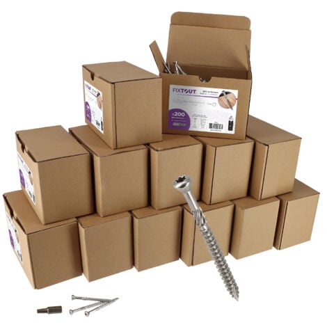 Lot de 2600 vis terrasse en Inox A2 - Tête fraisée réduite empreinte TX 25 - 13 Embouts offerts - Diamètre 5mm - Longueur 50 mm