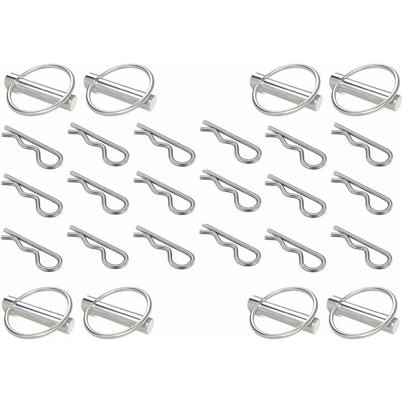 Lot de 26x goupilles universelles : béta (3mm, 4mm, 5mm, 6mm) + clip sécurité (8mm, 11mm) goupille tracteur remorque camion portail porte