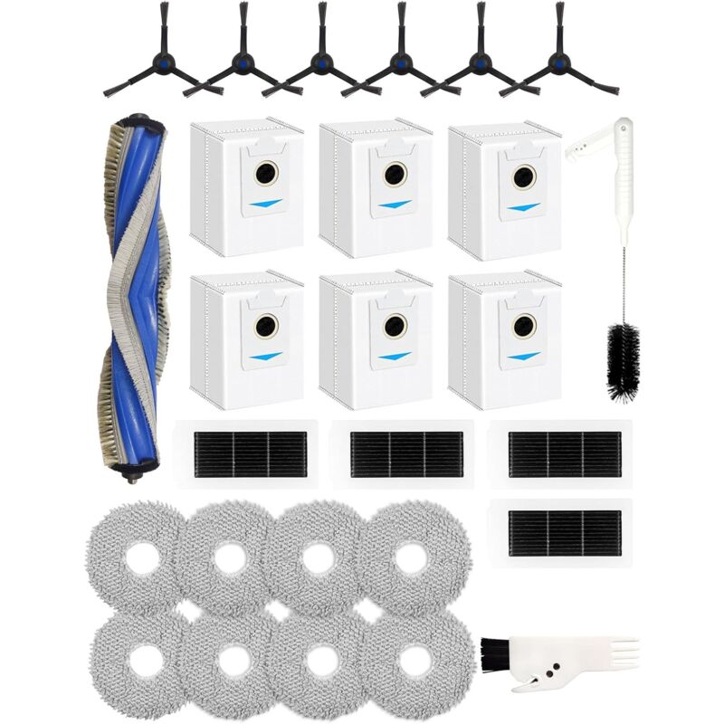 Lot de 27 accessoires pour robot aspirateur ECOVACS DEEBOT X5 Omni Pièces de rechange : 1 brosse principale, 6 brosses latérales, 4 filtres HEPA, 6