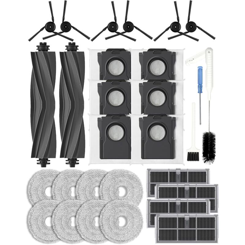 Lot de 28 Accessoires de Rechange pour aspirateur Robot Dreame X40 Ultra/L40 Ultra/X40 Master/Mova P50 Pro Ultra/Mova P10 Pro Ultra, 4 HEPA filtres à