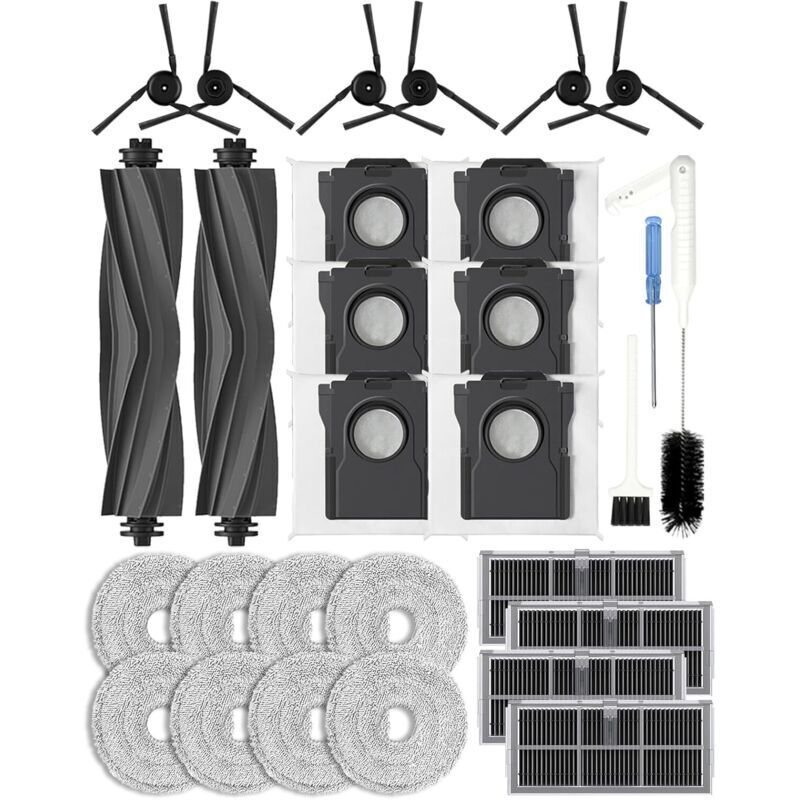 Lot de 28 Accessoires de Rechange pour aspirateur Robot Dreame X40 Ultra/L40 Ultra/X40 Master/Mova P50 Pro Ultra/Mova P10 Pro Ultra, 4 HEPA filtres à