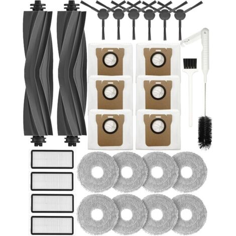 Lot de 28 pièces de rechange pour aspirateur Dreame L20 Ultra/L20 Ultra Complete, S20 Ultra/S20 Ultra Complete Kit d'accessoires : 2 brosses principales, 6 brosses latérales, 4 filtres HEPA, 6