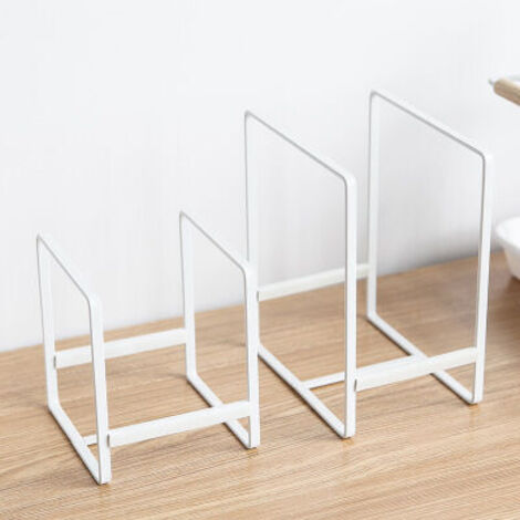 Lot de 2Support Assiette, Rangement Assiettes Placard, Métal Porte Assiette, Rangement Couvercle Casserole avec Poignée, Rangement Couvercle, Range Assiette Placard (white)