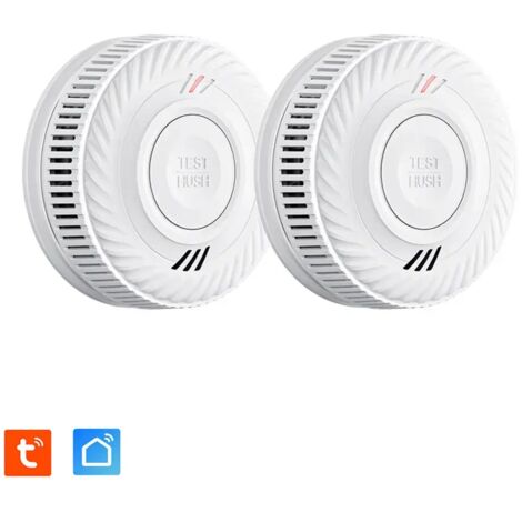 Lot de 2x Détecteur de fumée CE Pile 10 ans scellée connecté Wifi