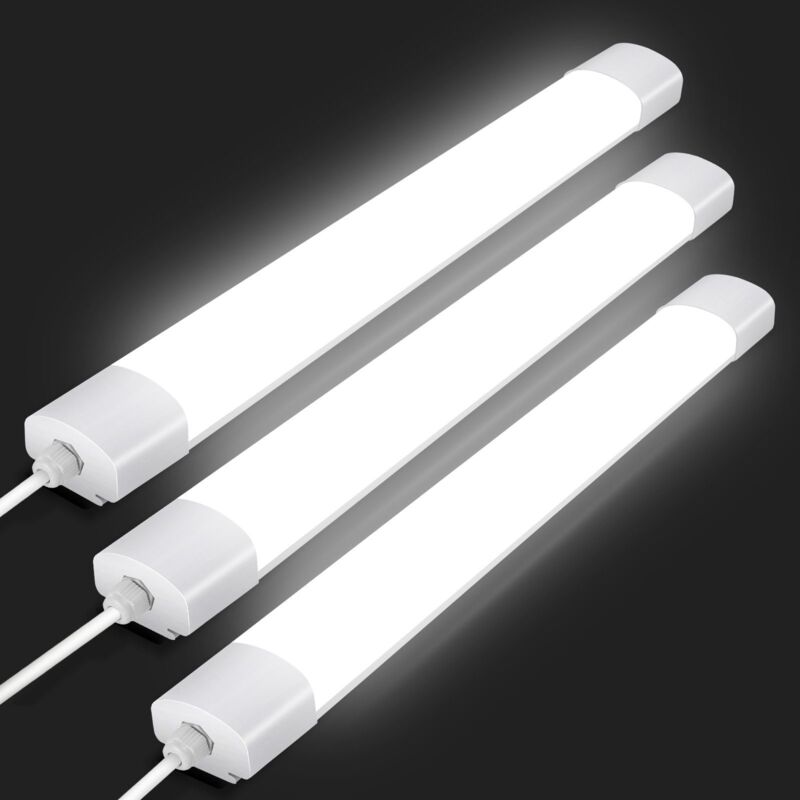 Lot de 3 20W Neon LED 60CM, Tube LED Garage 2000 LM, Réglette LED, Eclairage IP66 Etanche, Lampe Plafond