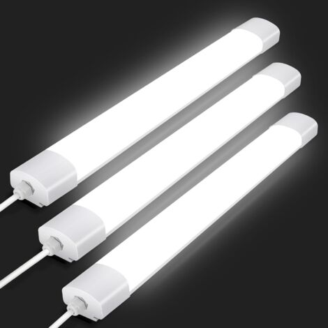 Lot de 3 20W Neon LED 60CM, Tube LED Garage 2000 LM, Réglette LED, Eclairage IP66 Etanche, Lampe Plafond