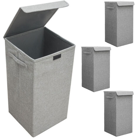 Lot de 3 : 50L Panier à Linge Sale avec Couvercle - 30x30x60 Bac de Rangement XL