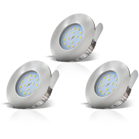 B.K.Licht – Lot de 3 spots LED encastrables ultra plats 5W – lumière blanche chaude 400 lm – IP44 pour salle de bain, cuisine, salon, diamètre 60 mm