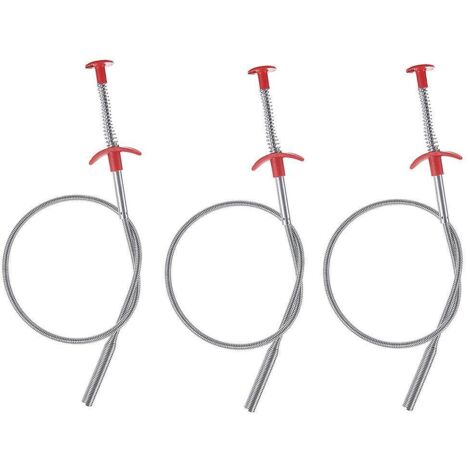 lot De 3 60cm Spring Pipe Dredging Tool Dboucheur De Drainage En Acier Inoxydable Outils De Dragage D'gout Outils De Nettoyage De Cheveux Pour Vie