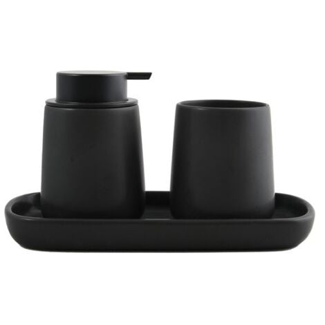 Lot de 3 accessoires de salle de bain en céramique MAONIE Noir mat MSV