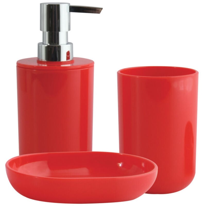 MSV - Lot de 3 accessoires de salle de bain inagua Rouge