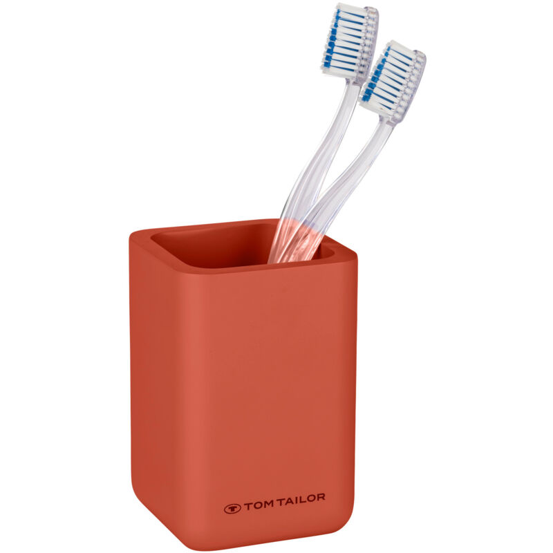 Wenko - Lot de 3 accessoires salle de bain x tom tailor, Distributeur de savon 380ml rechargeable, gobelet porte-brosse, boîte de rangement, Corail