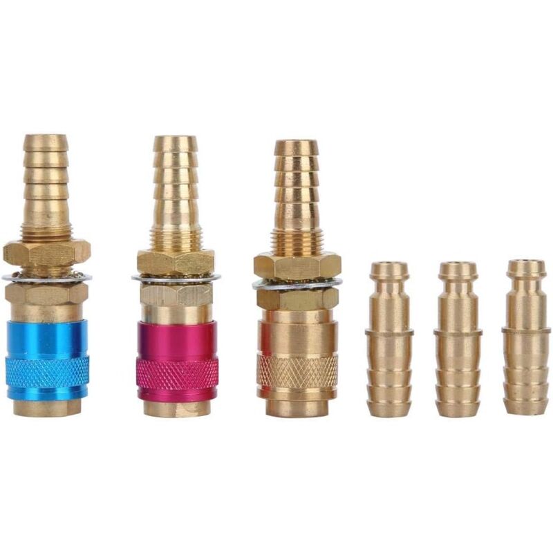 Ineasicer - Lot de 3 adaptateurs M10 à gaz et refroidissement par eau - Raccord rapide - Connecteur de tuyau - Rouge/jaune+bleu - Pour lampe de