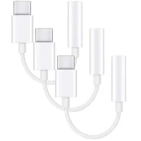 Lot de 3 adaptateurs USB-C vers 3,5 mm (Samsung S20 S21 S22) Adaptateur pour casque Blanc