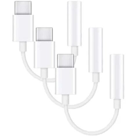 Lot de 3 adaptateurs USB-C vers prise jack 3,5 mm (Samsung S20, S21, S22) - Adaptateur casque blanc