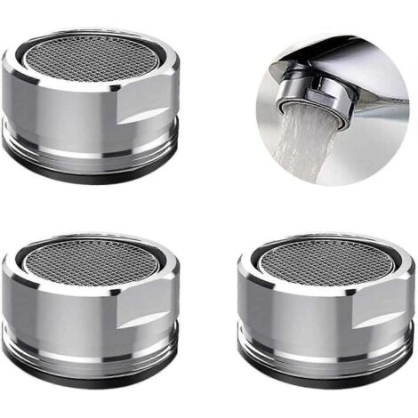 Lot de 3 aérateurs pour robinet de cuisine, pièces de rechange avec coque en laiton, filtre mélangeur aérateur fileté mâle 15/16" (24 mm) avec joint pour robinet de cuisine.