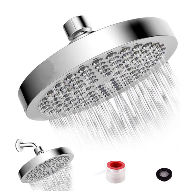 Pommeau de douche haute pression 6 pouces G1/2, pommeau de douche à effet pluie réglable, pommeau de douche à jet, pommeau de douche rond de