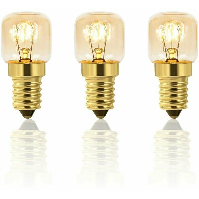 Lot de 3 Ampoule à Sel 25W E14 T22, Incandescence Blanc Chaud 2700K, Lampe de Sel, Fours Grill, 160LM, ac 230V, Four 25w 300°