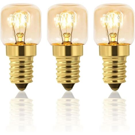 Lot de 3 Ampoule de Four E14 Dimmable, T22 Pygmy Lamps, Résistant jusqu'à 300 Degrés, 80LM, AC220V-240V, 2700K Blanc Chaud, pour Four Frigo, Lampe de Sel, Fours Grill