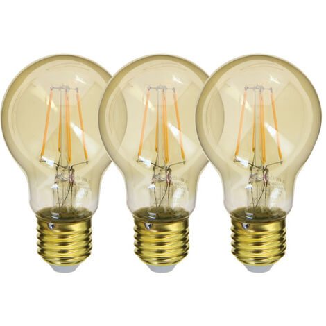Lot de 3 Ampoules à filament LED A60, culot E27, 340 lumens, conso. 4W éq. 32W, Blanc chaud