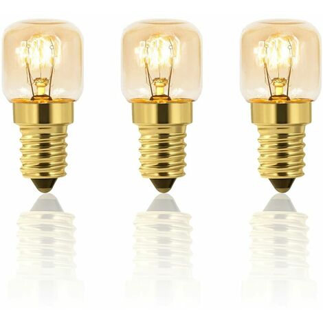 Lot de 3 ampoules à sel 25W E14 T22, incandescentes blanc chaud 2700K, voltage 220-240V, ampoule à four 25W , pour four, réfrigérateur, lampe à sel, grill.