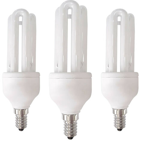 Lot de 3 ampoules CFL à économie d'énergie 3U E14 15W 825lm 2700K 7hSevenOn - 0