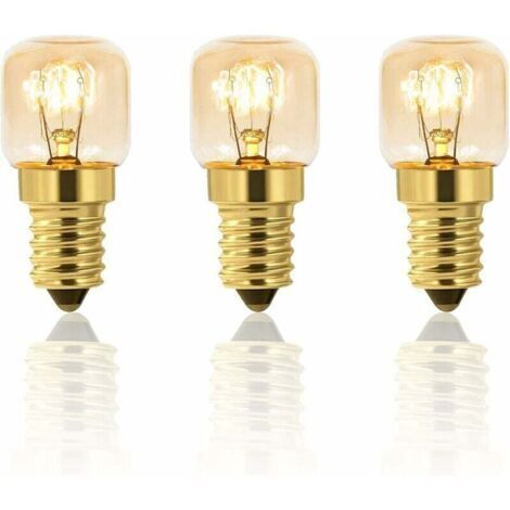 Lot de 3 ampoules de four 25 W à intensité variable, E14 T22, 25 W à incandescence, résistant à la chaleur jusqu'à 300 degrés, blanc chaud, four réfrigérateur, lampe à sel, four, four grill