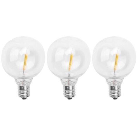 Lot de 3 ampoules LED de rechange G40, culot à vis E12, incassables, compatibles avec les guirlandes solaires, blanc chaud-AquaForge