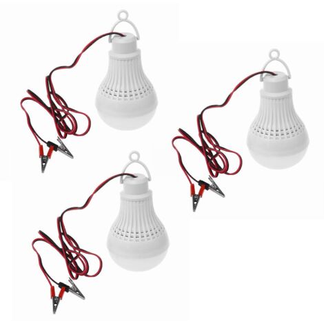 Lot de 3 ampoules LED E27 12W pour éclairage de secours, camping, chasse et activités de plein air (12 V CC).