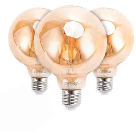 Lot de 3 Ampoules LED E27 G95 Ambrée Filament 6W