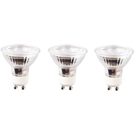 LOT DE 3 AMPOULES LED GU10 VERRE - 5W - BLANC CHAUD