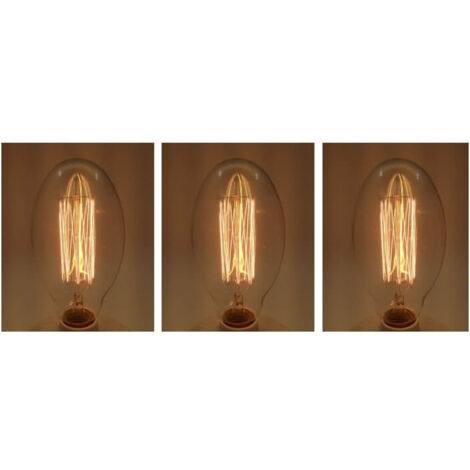 Lot de 3 ampoules vintage bulb Edison E27 BT75 à filaments 40W