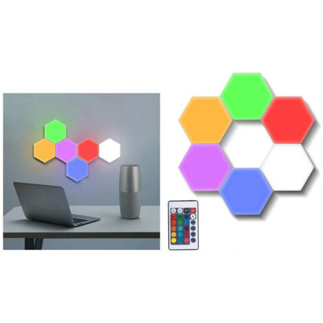 LOT DE 3 APPLIQUES MURALES HEXAGONALES RVB AVEC TÉLÉCOMMANDE MULTICOLORE TEB0384