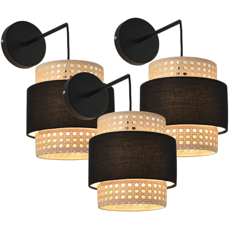 Lux.pro - Lot de 3 appliques murales Southampton E14 noir beige