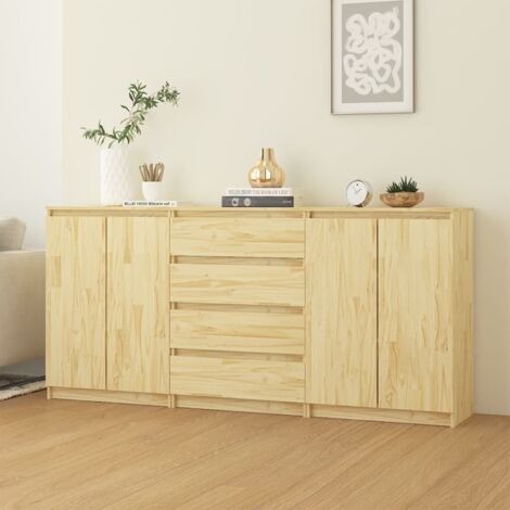 Lot de 3 Armoires latérales, Armoires de rangement, Meuble de rangement bois de pin massif qwe36088 Armoires pro DESIGN IN
