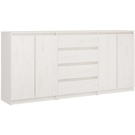 Lot de 3 Armoires latérales,Buffet Commode salon Blanc Bois de pin massif -42755