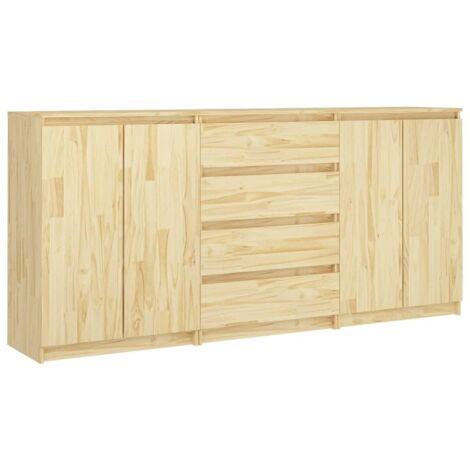 Lot de 3 Armoires latérales,Buffet Commode salon Bois de pin massif -68969