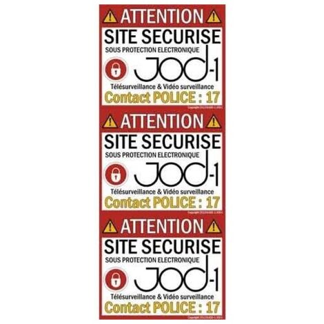 Lot de 3 autocollants alarme " site securise"