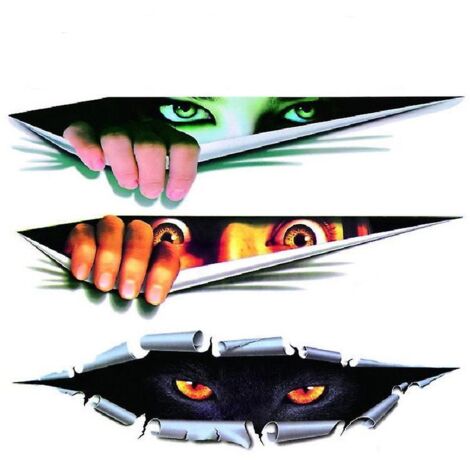 lot De 3 Autocollants De Voiture Stroscopiques De Simulation 3d (40 X 13 Cm), Hommes Lorgnant, Femmes Lorgnant, Papier Lopard Yeux Lorgnant, Autoc